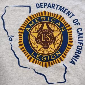 US American Legion Dept of CA T-Shirt Men's Size‎ L Gray Gildan Ultra Cotton